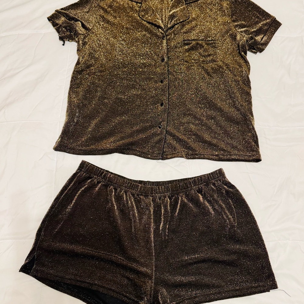 Nicole Miller’s Glittering Brown Pajama Set